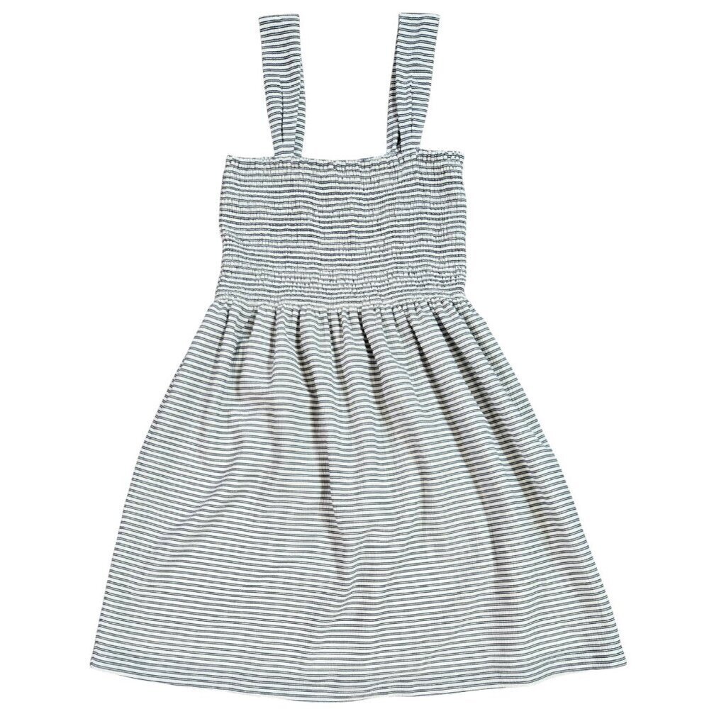 Madewell Texture & Thread Smocked Striped Dress White Navy Date Night Picnic